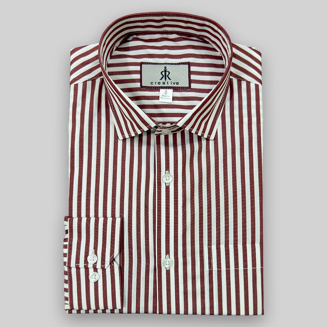 Formal Maroon Stripe Shirt