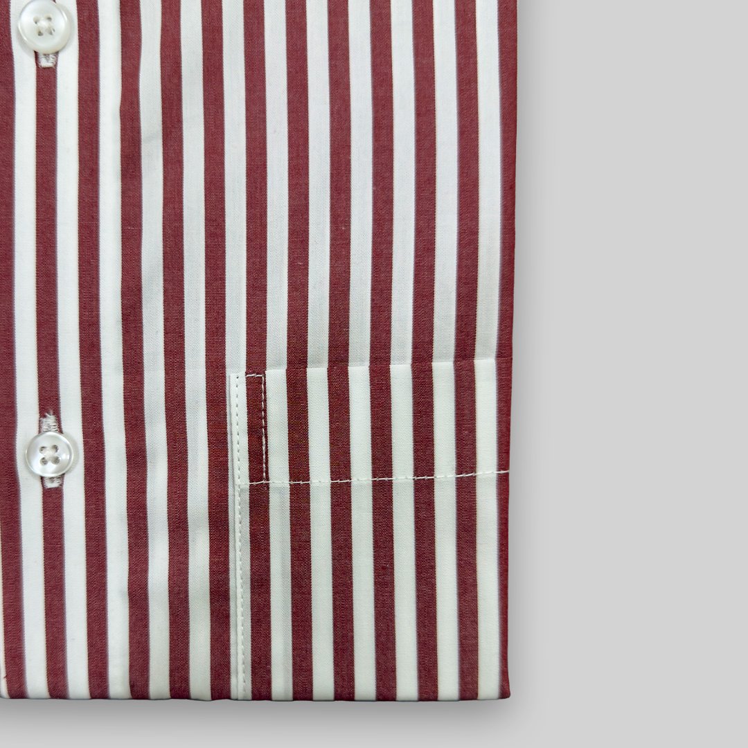 Formal Maroon Stripe Shirt - Image 5