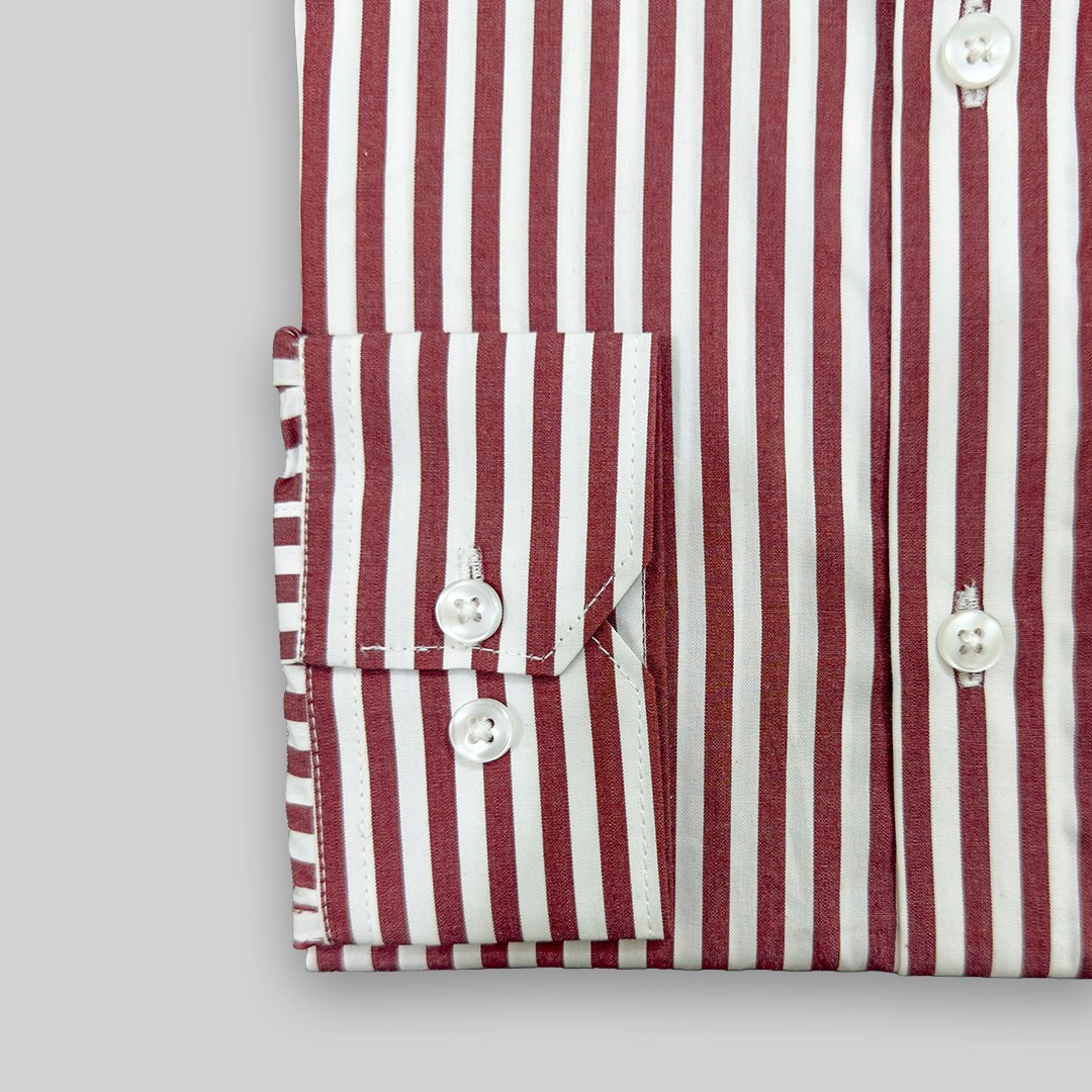 Formal Maroon Stripe Shirt - Image 4