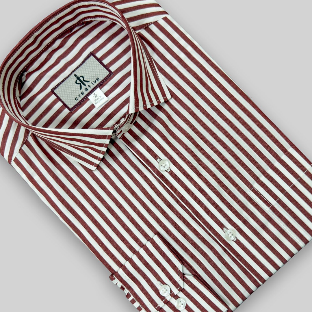 Formal Maroon Stripe Shirt - Image 2